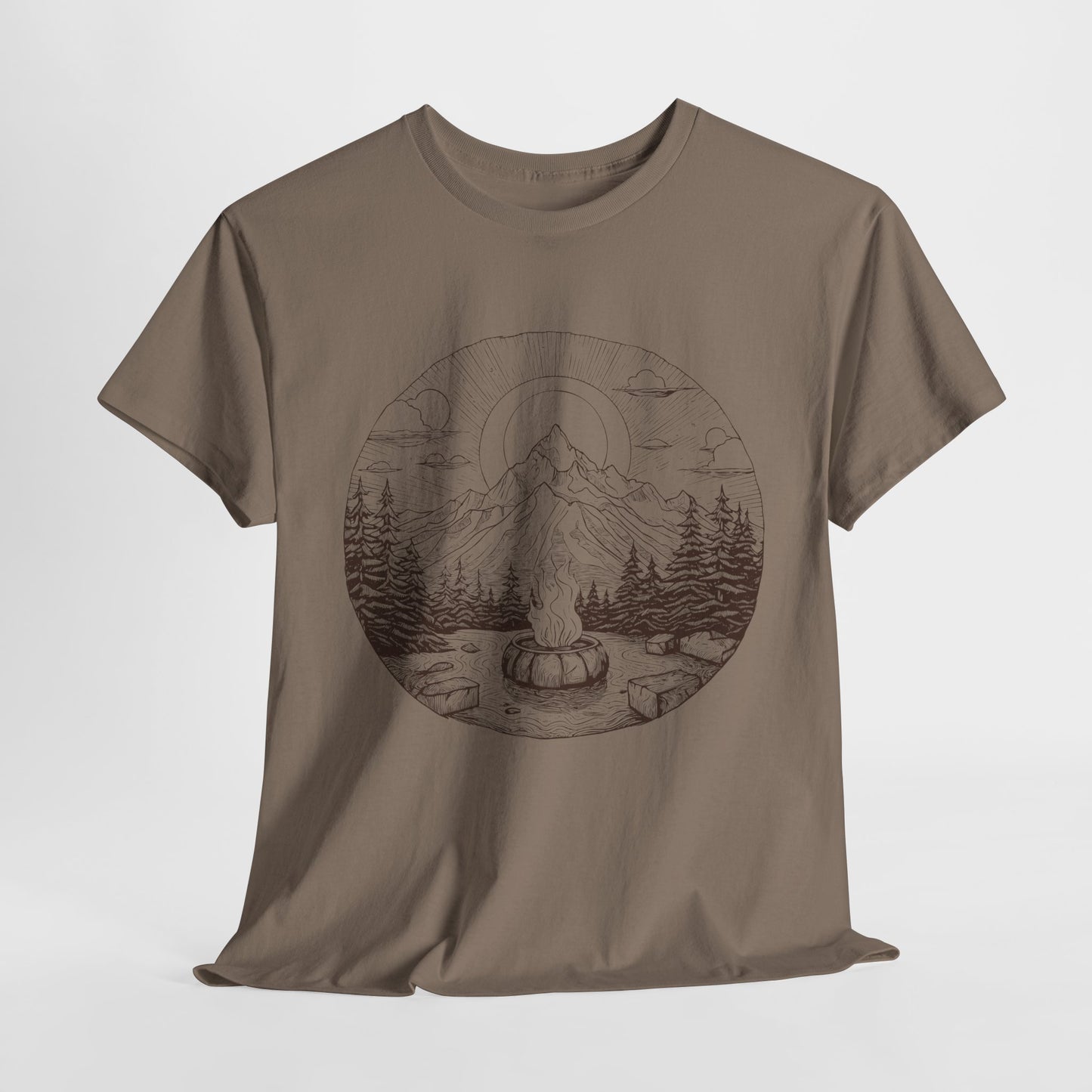 Campfire Mountain Scene T-Shirt