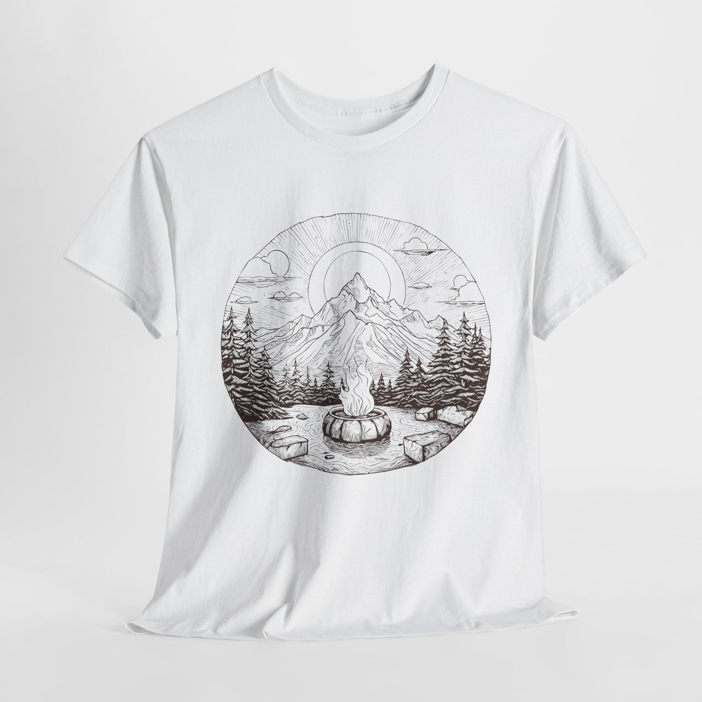 Campfire Mountain Scene T-Shirt