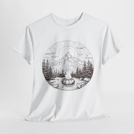 Campfire Mountain Scene T-Shirt