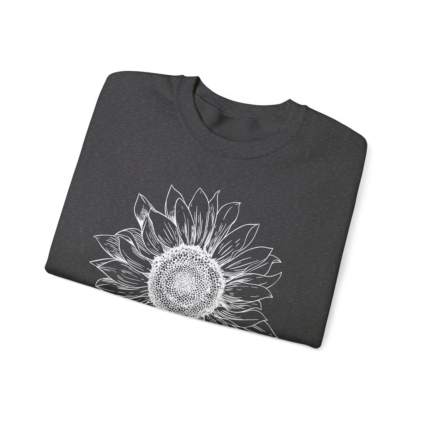 Sunflower Line-Art Sweatshirt - Cozy Floral Apparel
