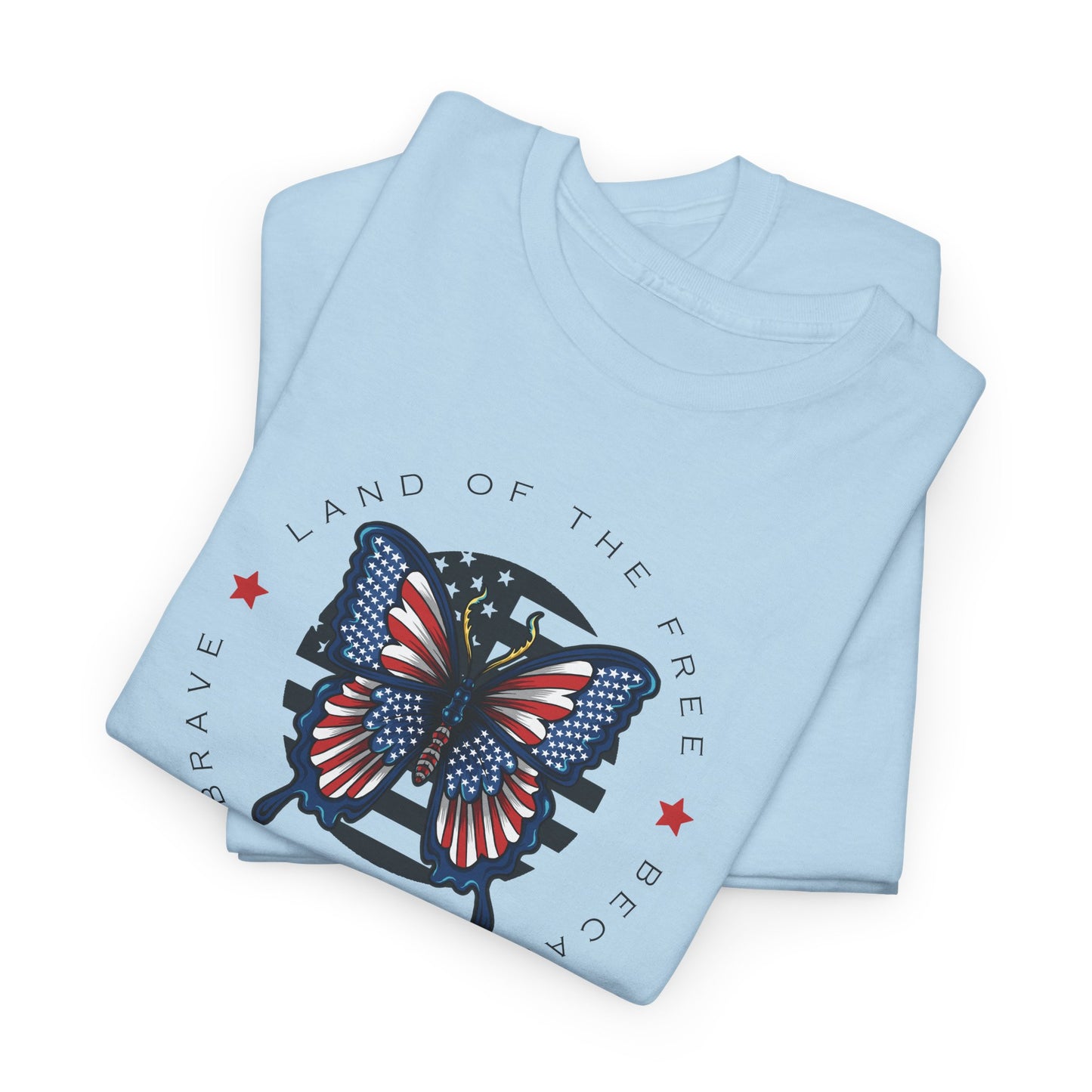 Land Of The Free Patriotic Butterfly T-Shirt