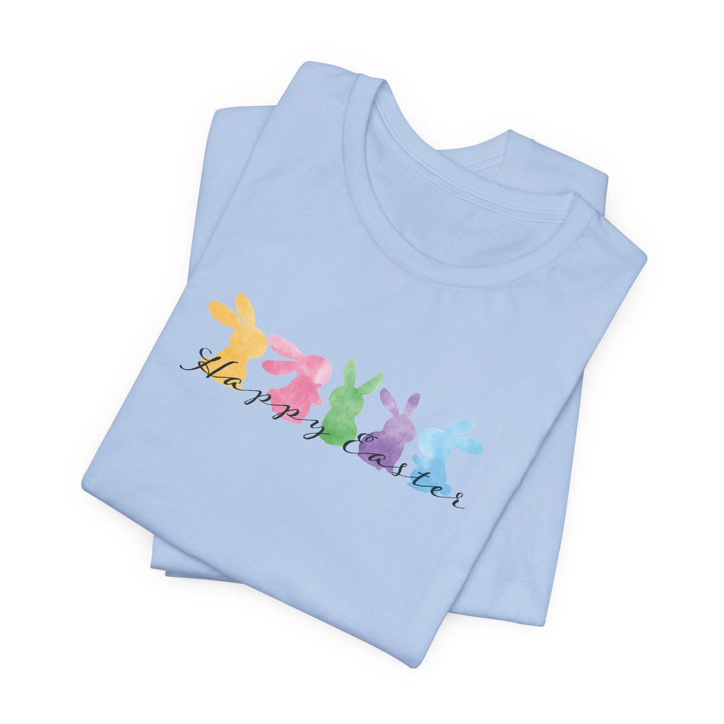 Happy Easter Pastel Bunnies T-Shirt - Cute Spring Graphic Tee