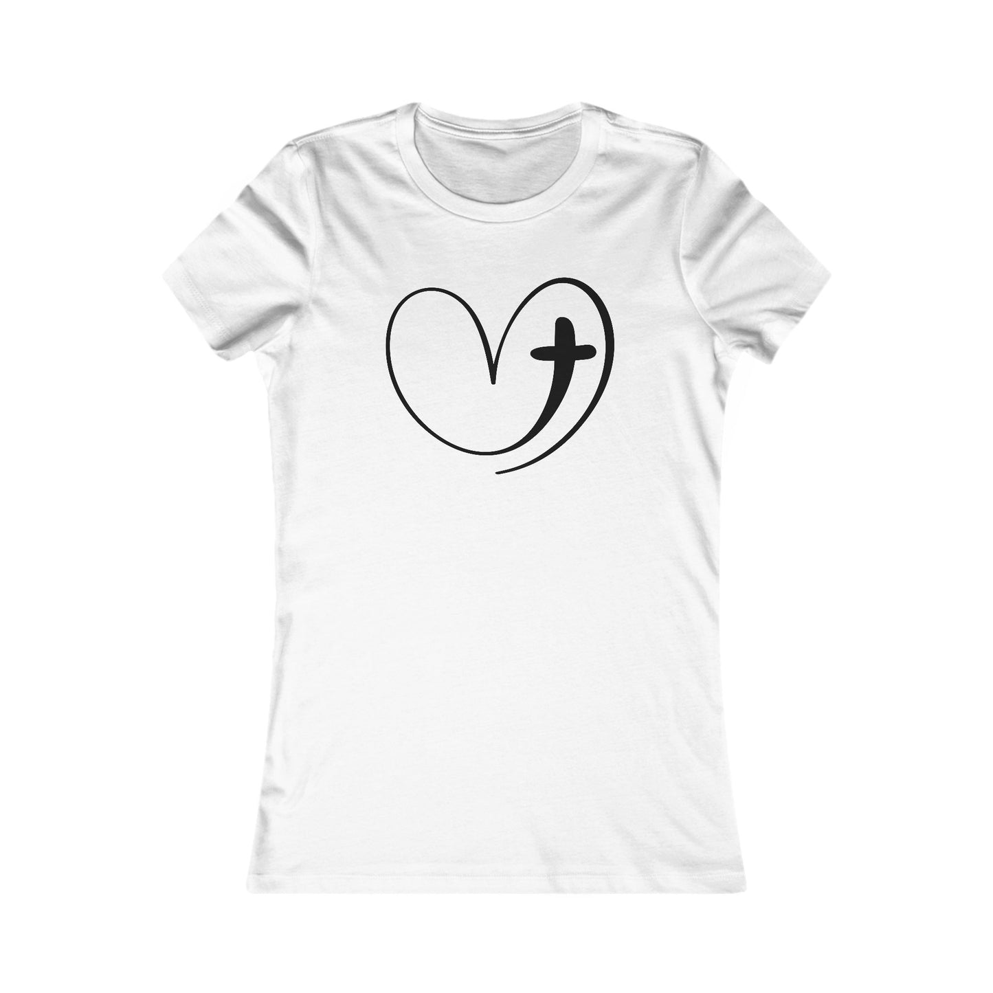 Heart Cross Fitted T-Shirt - Stylish Christian Graphic Tee