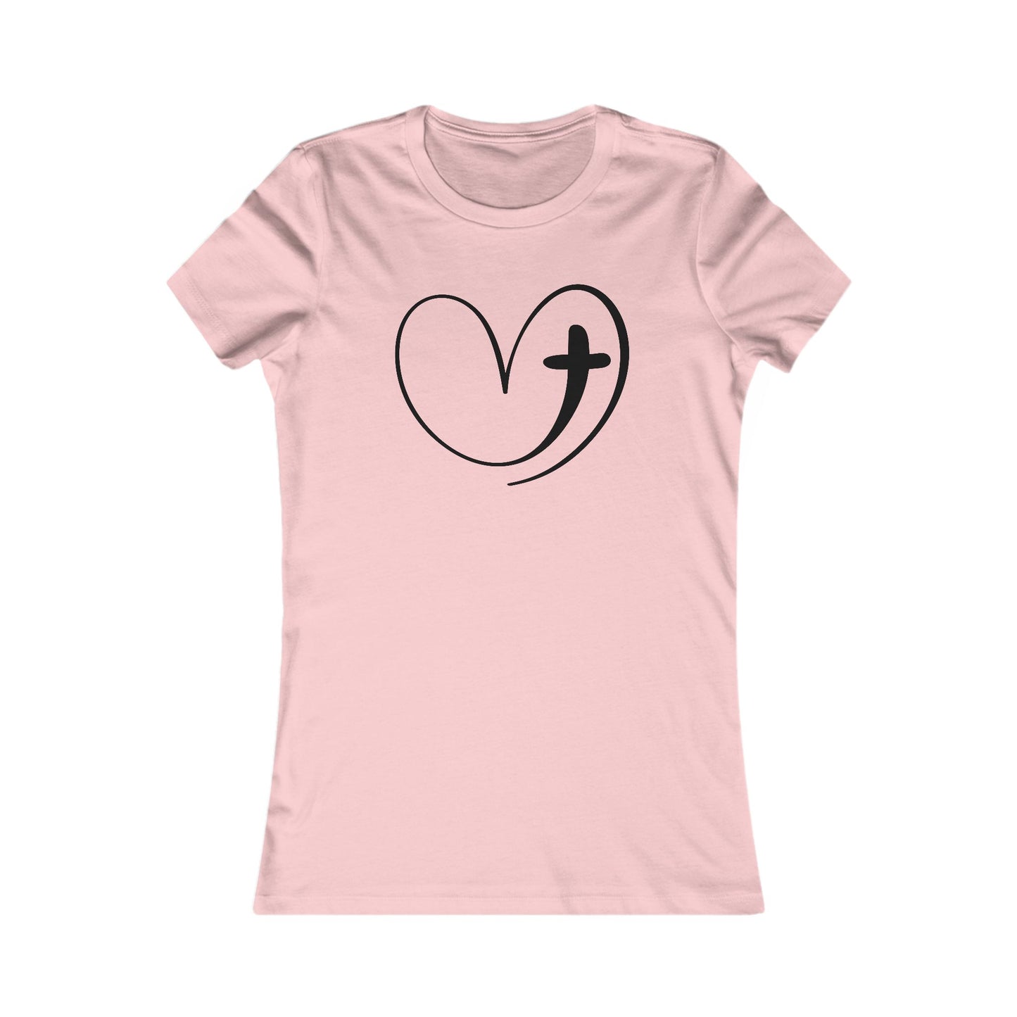 Heart Cross Fitted T-Shirt - Stylish Christian Graphic Tee