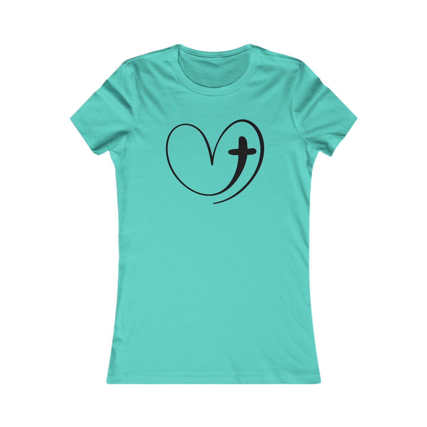 Heart Cross Fitted T-Shirt - Stylish Christian Graphic Tee