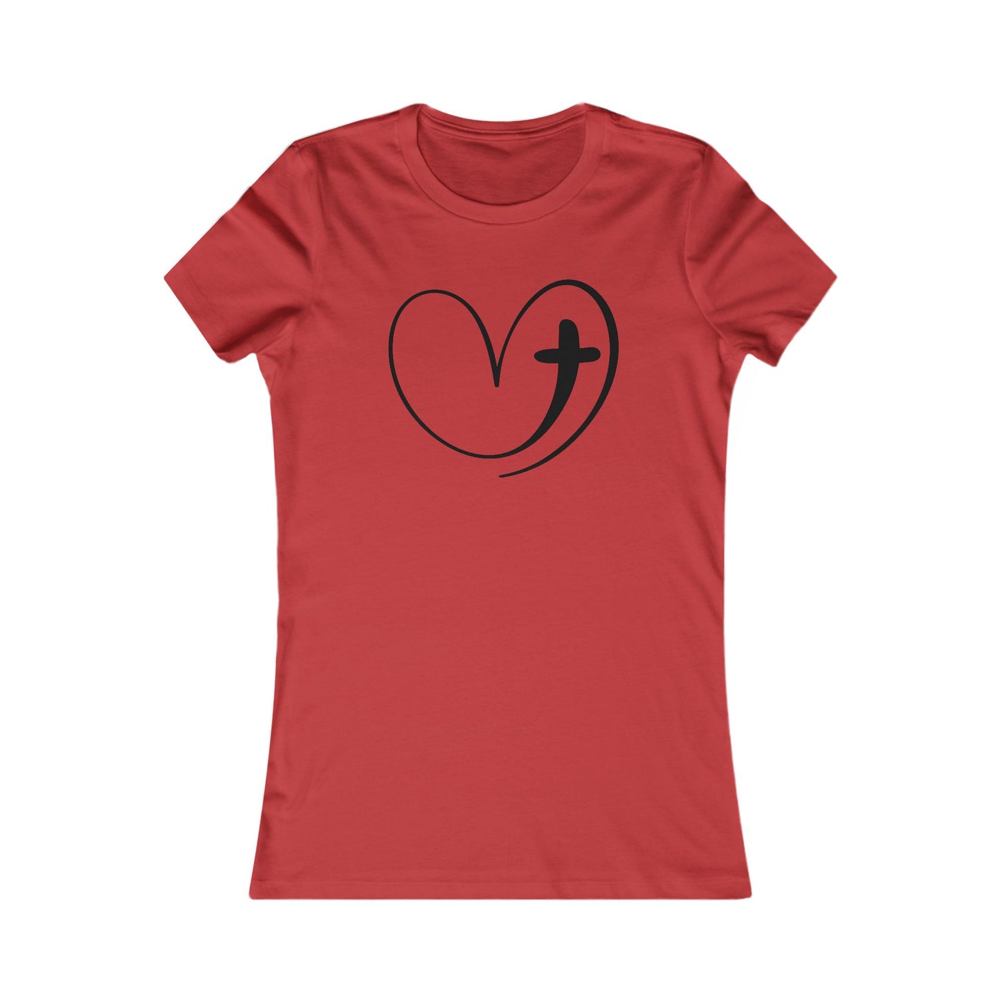Heart Cross Fitted T-Shirt - Stylish Christian Graphic Tee