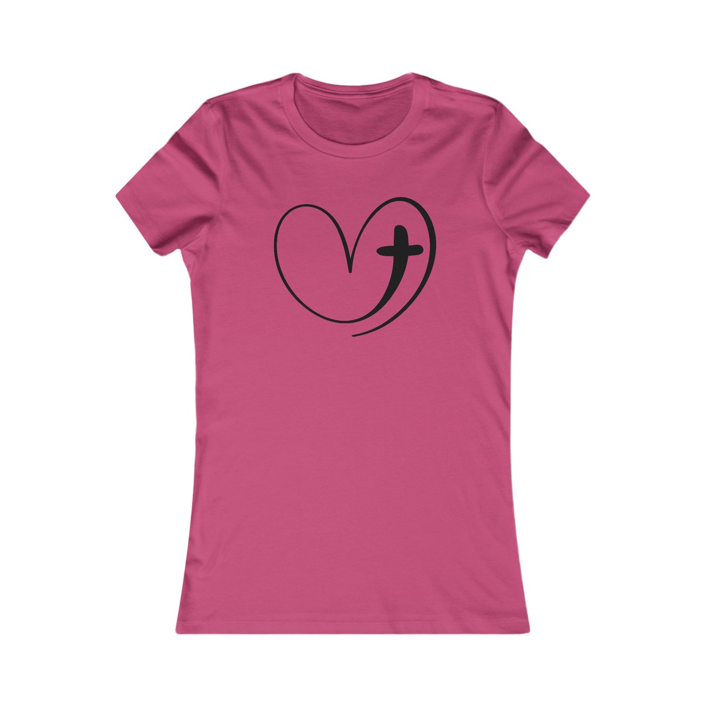 Heart Cross Fitted T-Shirt - Stylish Christian Graphic Tee
