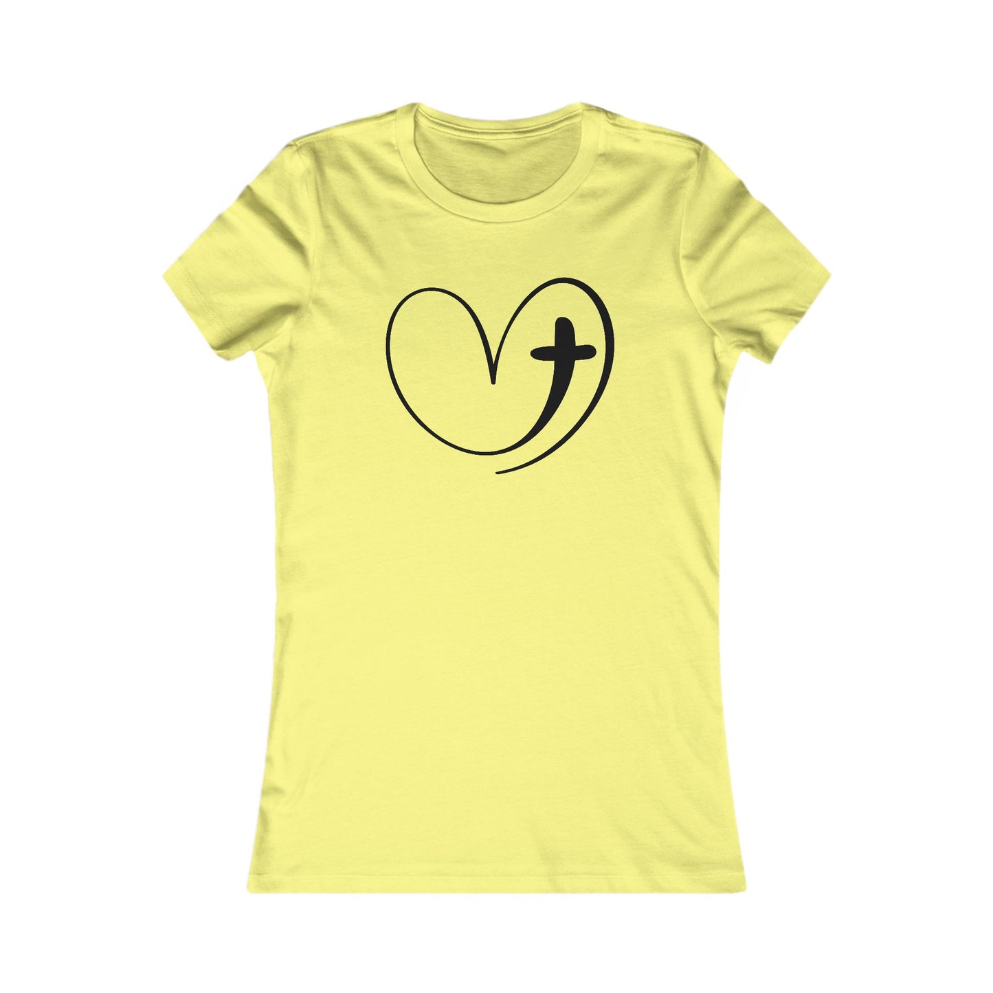 Heart Cross Fitted T-Shirt - Stylish Christian Graphic Tee