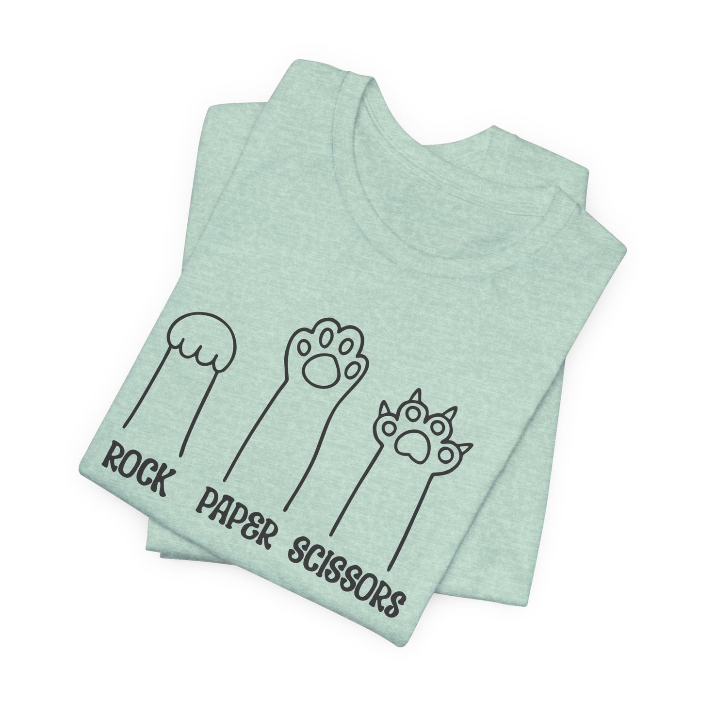 Rock Paper Scissors Cat T-Shirt - Funny Paw Tee