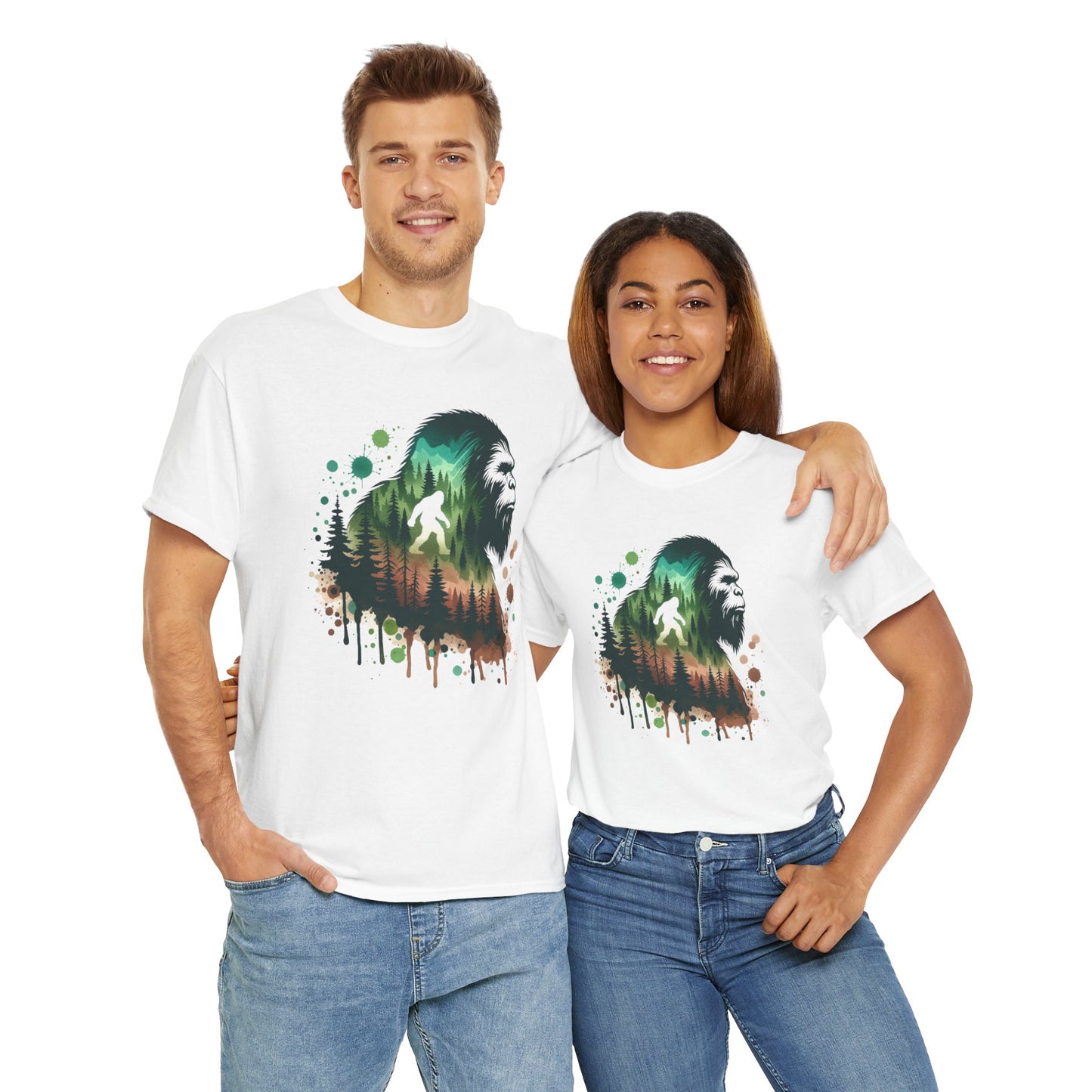 Sasquatch Forest T-Shirt - Bigfoot Silhouette Design
