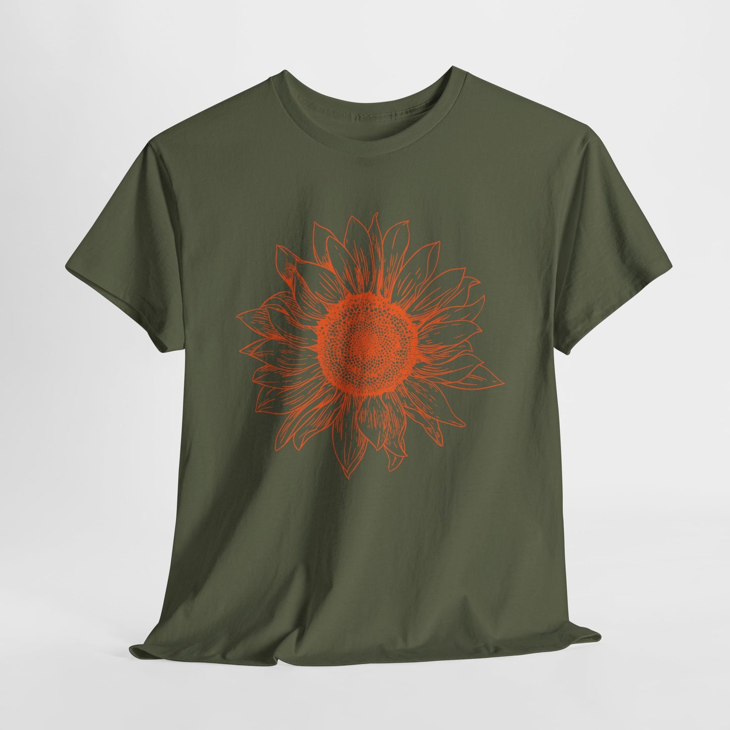 Sunflower Line Art T-Shirt - Minimal Design