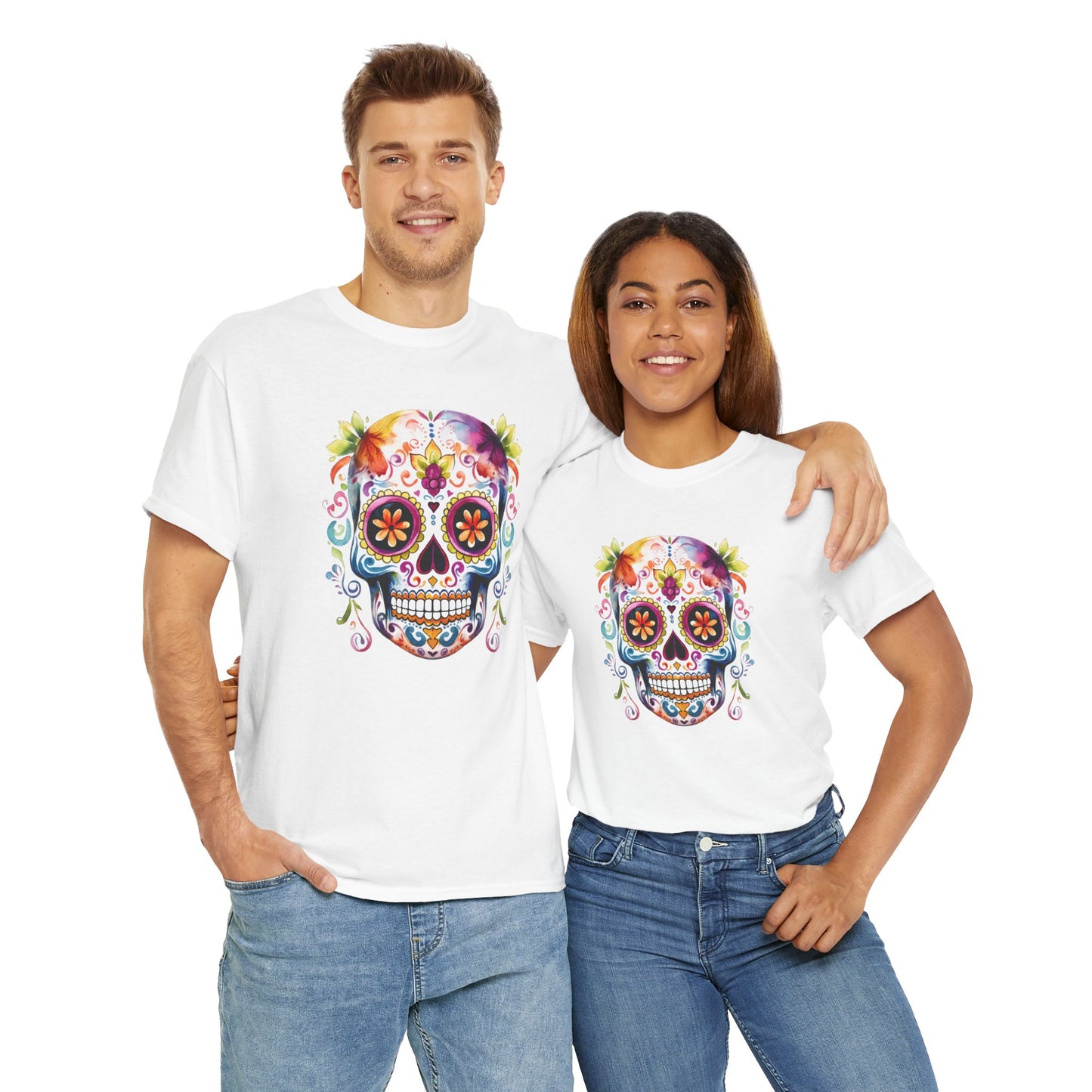 Multi-ColorSugar Skull T-Shirt - Day of the Dead Tee