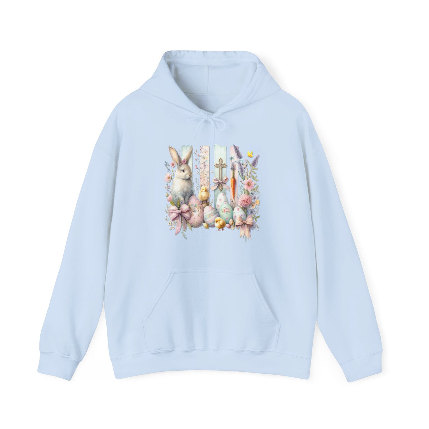 Easter Bunny Floral Collage Hoodie - Festive Spring Graphic Sweatshirt