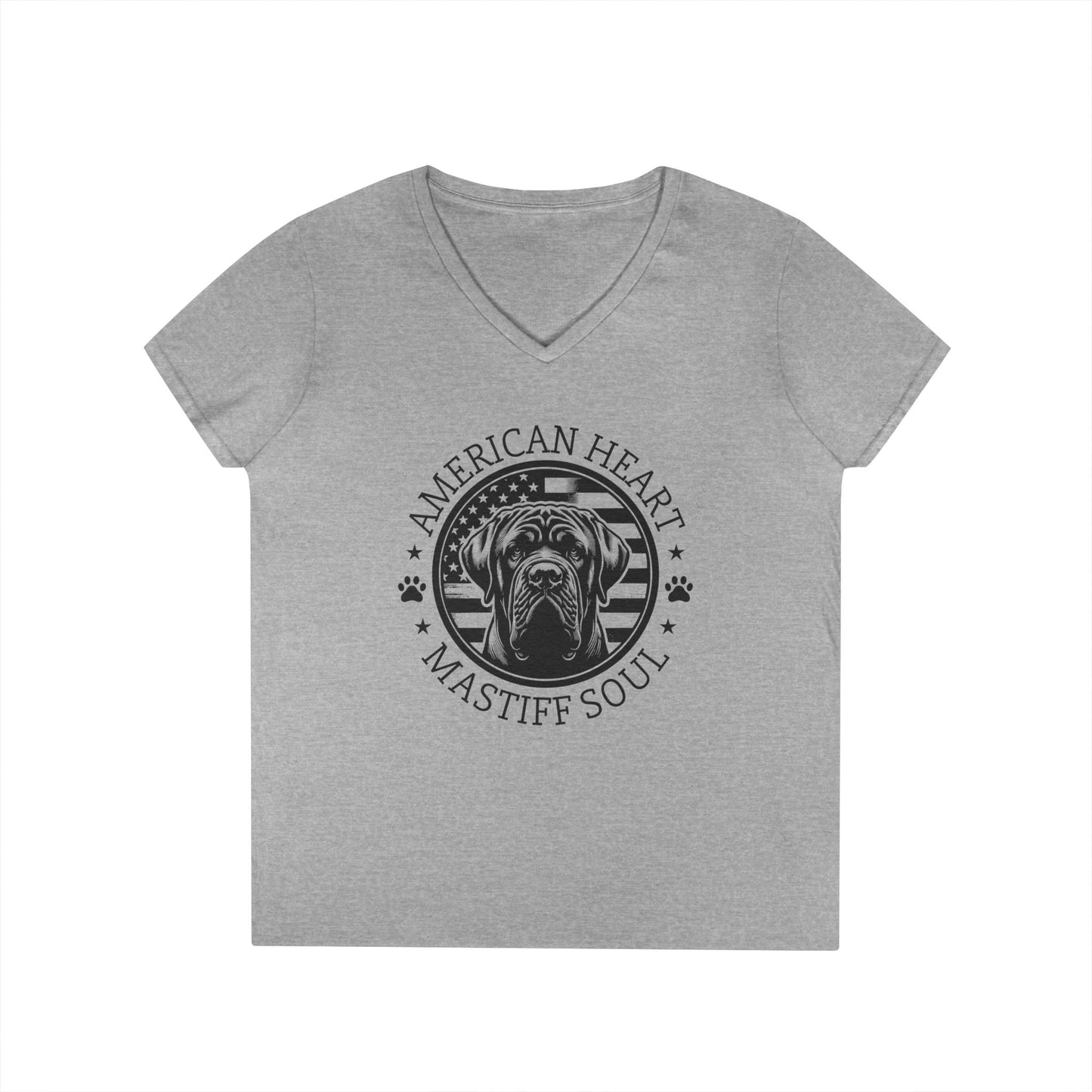 American Heart Mastiff Soul V-Neck T-Shirt