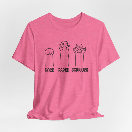 Rock Paper Scissors Cat T-Shirt - Funny Paw Tee