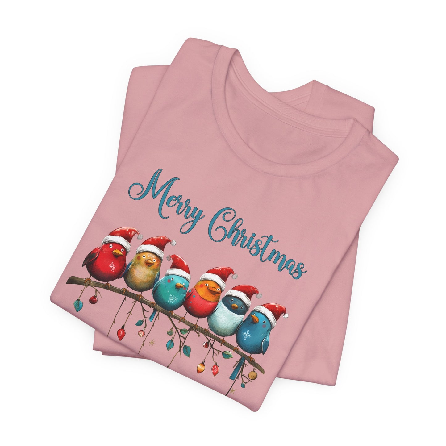 Merry Christmas Birds T-Shirt - Festive Holiday Tee