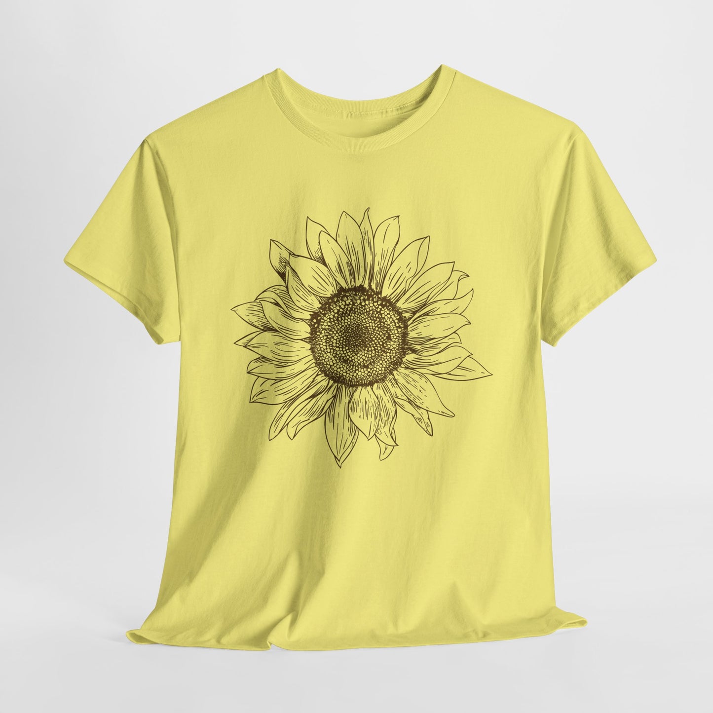Sunflower Line Art T-Shirt - Minimal Design