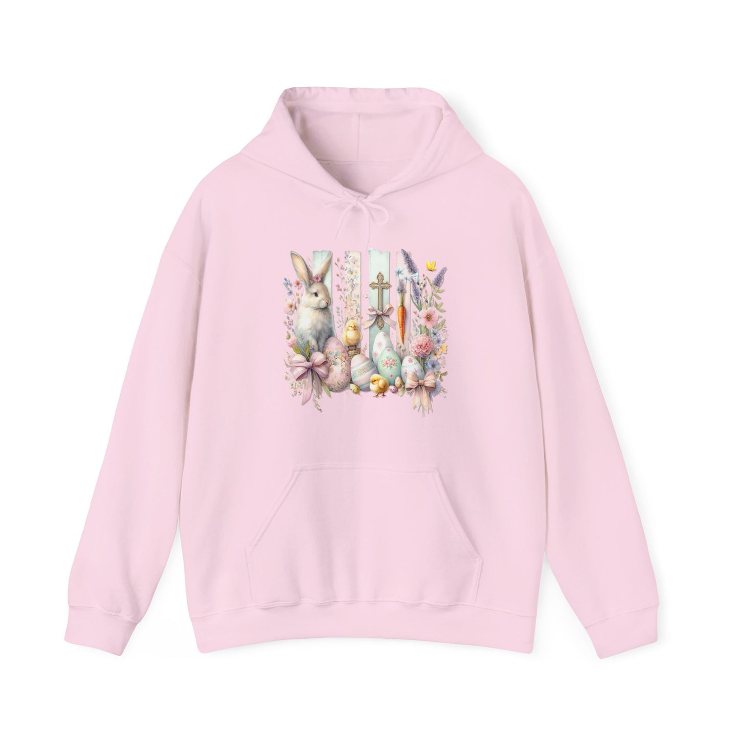 Easter Bunny Floral Collage Hoodie - Festive Spring Graphic Sweatshirt