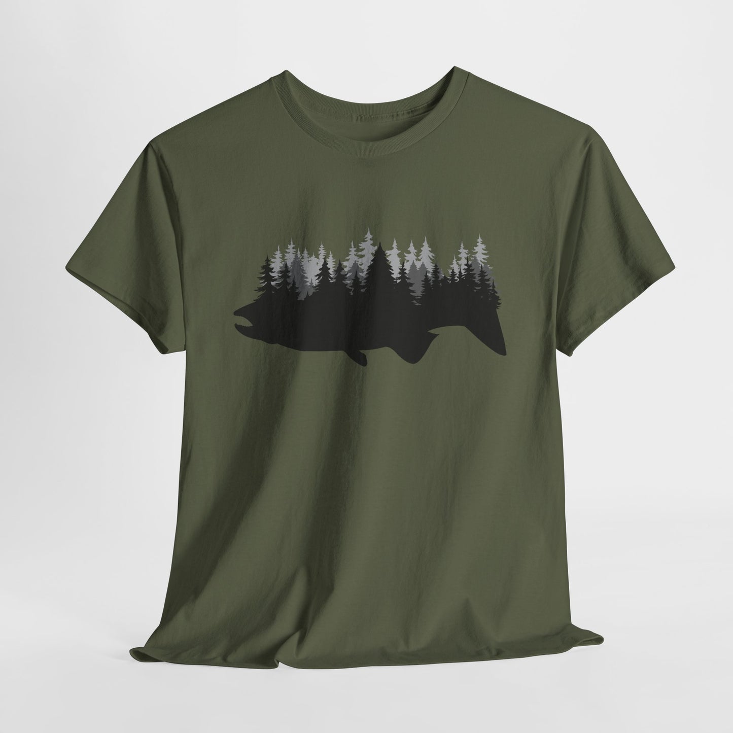 Fish Silhouette Forest Graphic T-Shirt