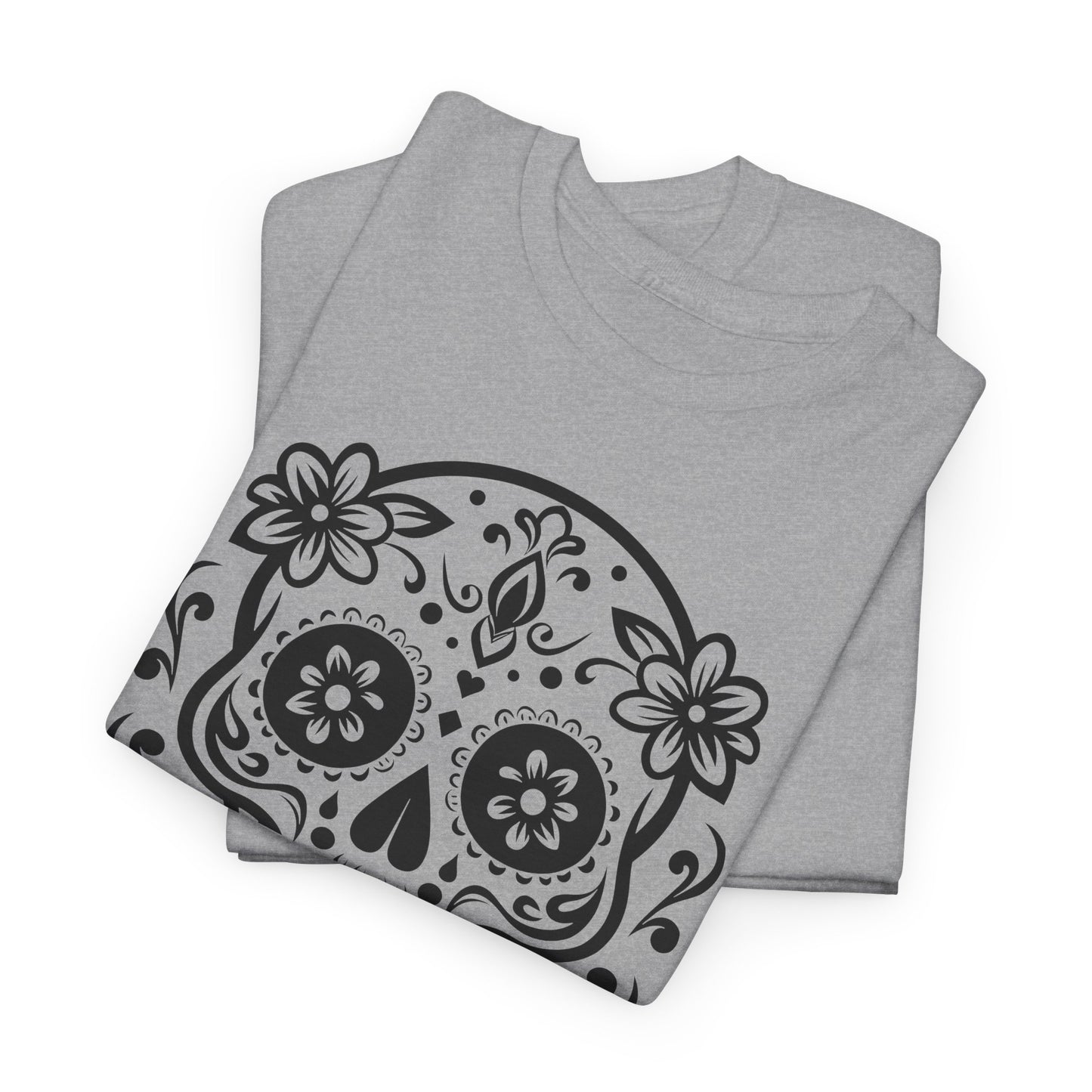 Black Sugar Skull T-Shirt - Day Of The Dead Graphic Tee
