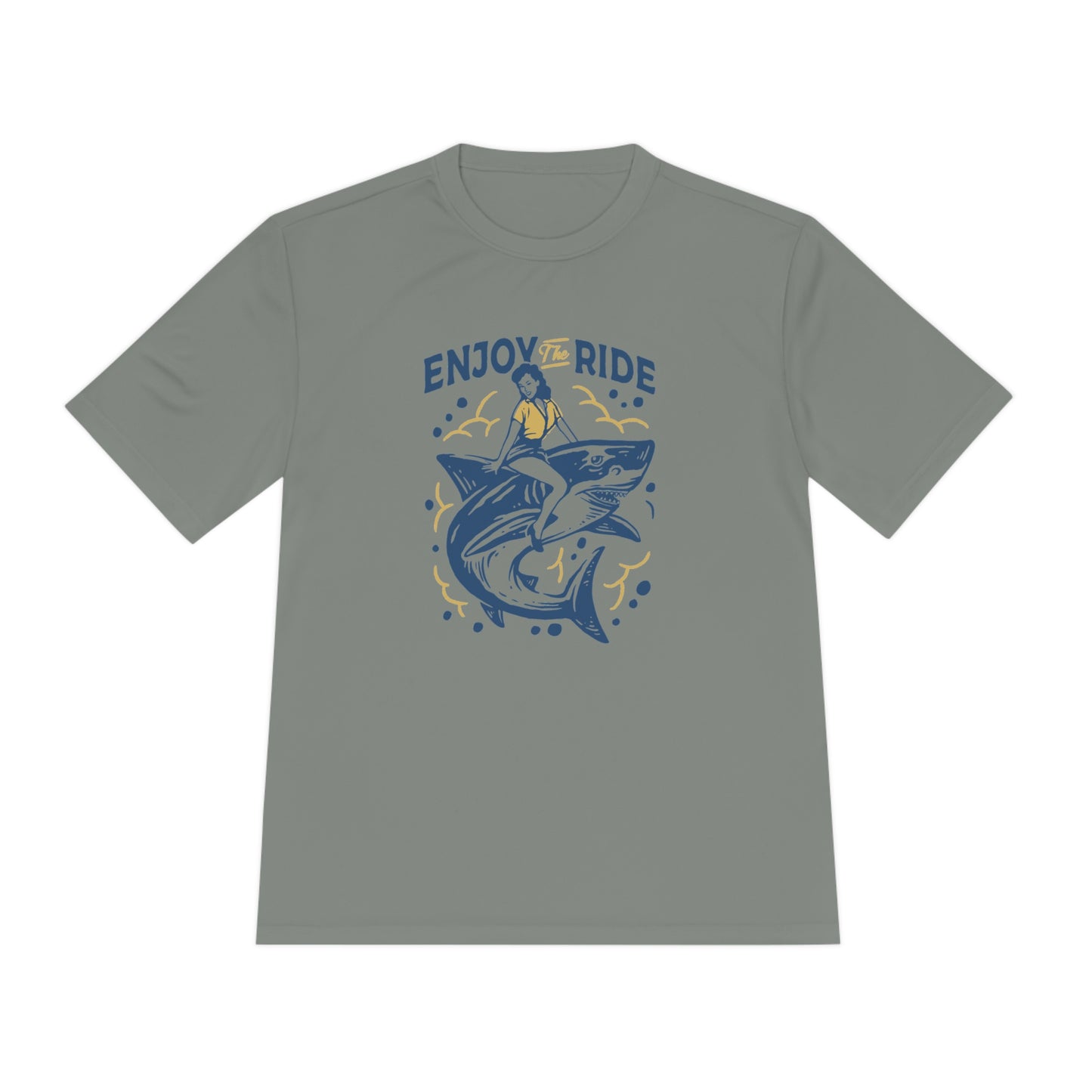 Retro Housewife Shark Ride Moisture Wicking T-Shirt