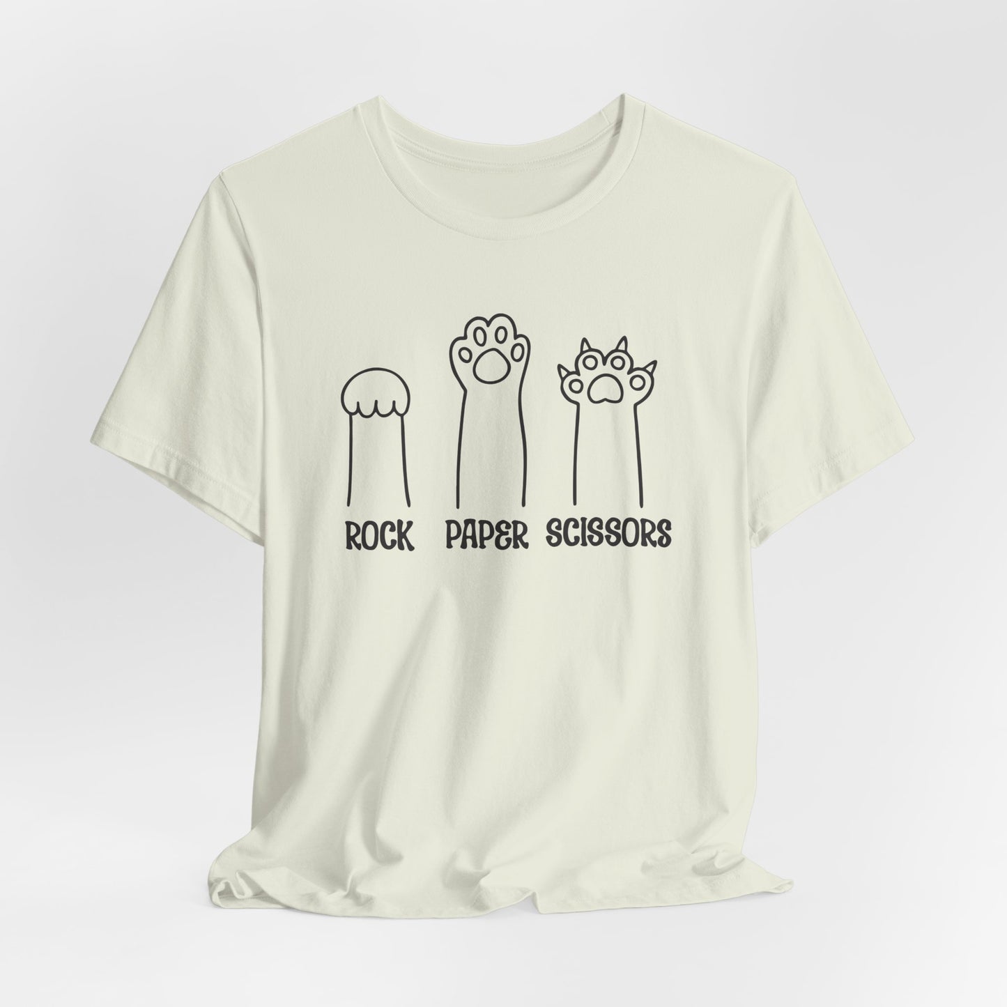 Rock Paper Scissors Cat T-Shirt - Funny Paw Tee