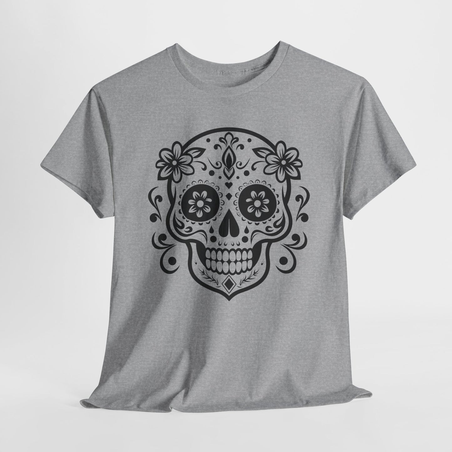 Black Sugar Skull T-Shirt - Day Of The Dead Graphic Tee