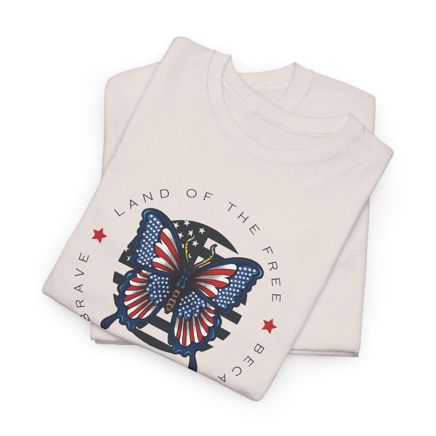 Land Of The Free Patriotic Butterfly T-Shirt