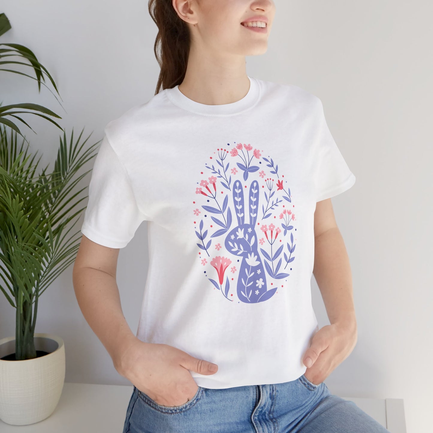 Egg Bunny Floral T-Shirt - Spring Graphic Tee