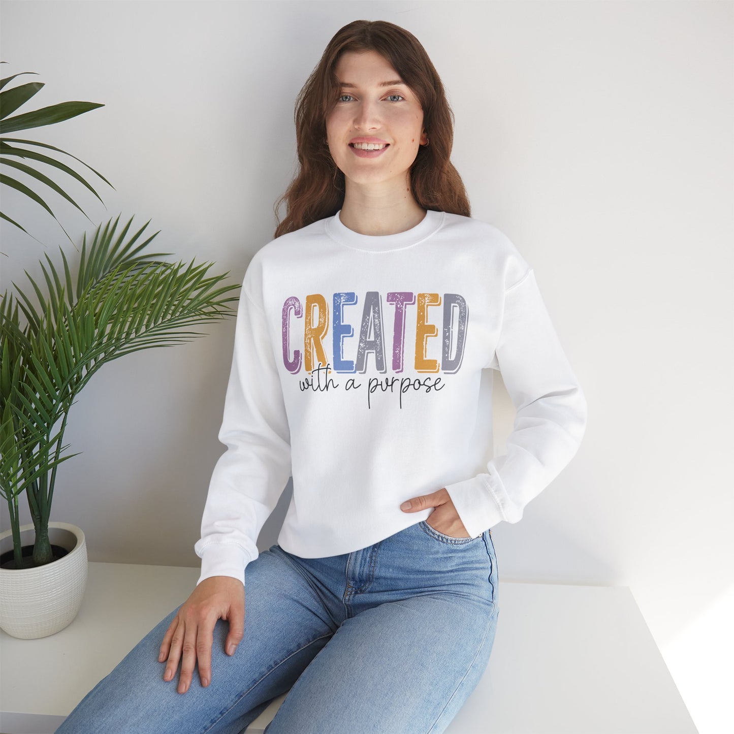 Created With a Purpose Sweatshirt - Inspirational Casual Wear