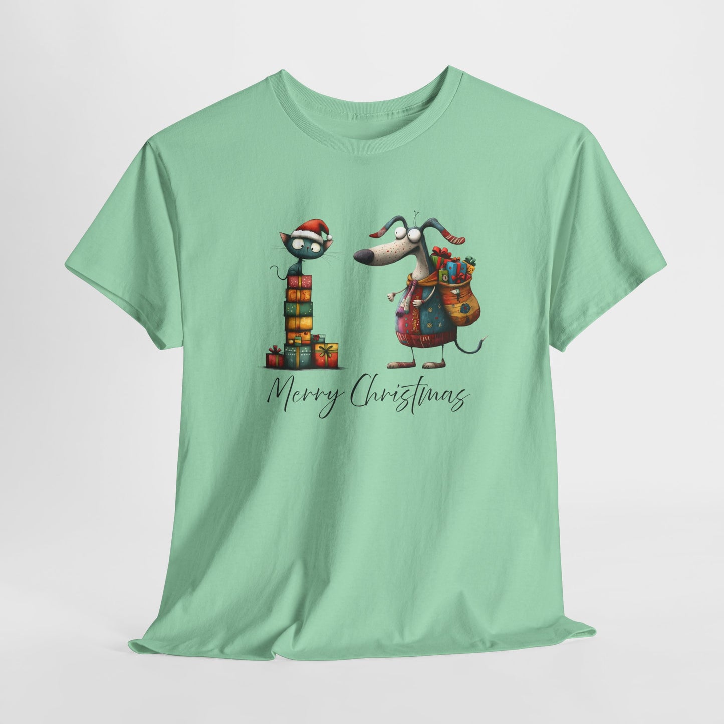 Merry Christmas Cat Dog T-Shirt - Festive Tee