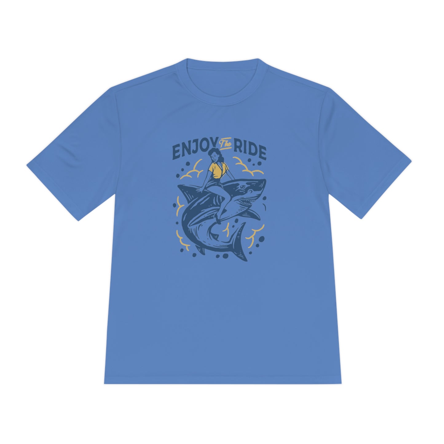 Retro Housewife Shark Ride Moisture Wicking T-Shirt