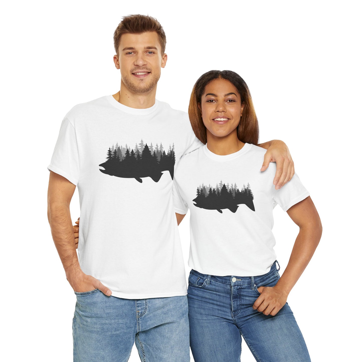 Fish Silhouette Forest Graphic T-Shirt