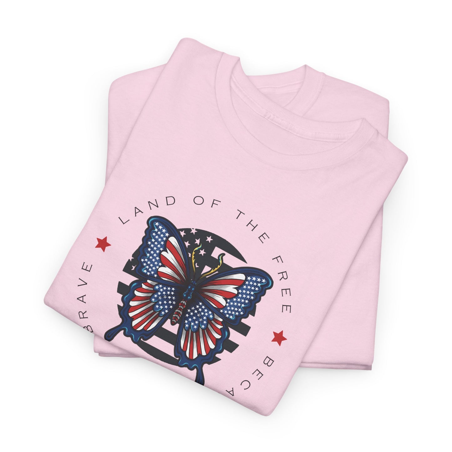 Land Of The Free Patriotic Butterfly T-Shirt