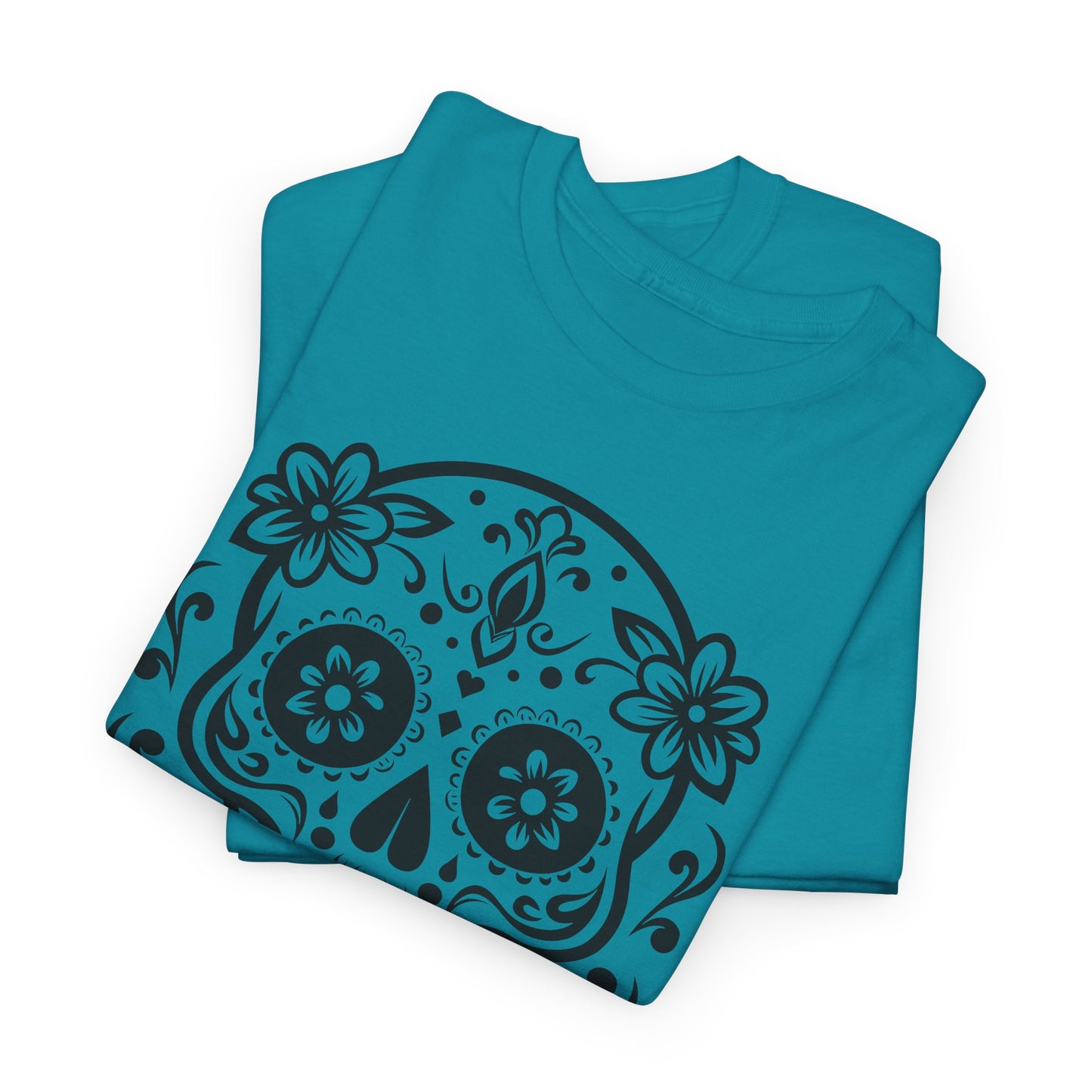 Black Sugar Skull T-Shirt - Day Of The Dead Graphic Tee