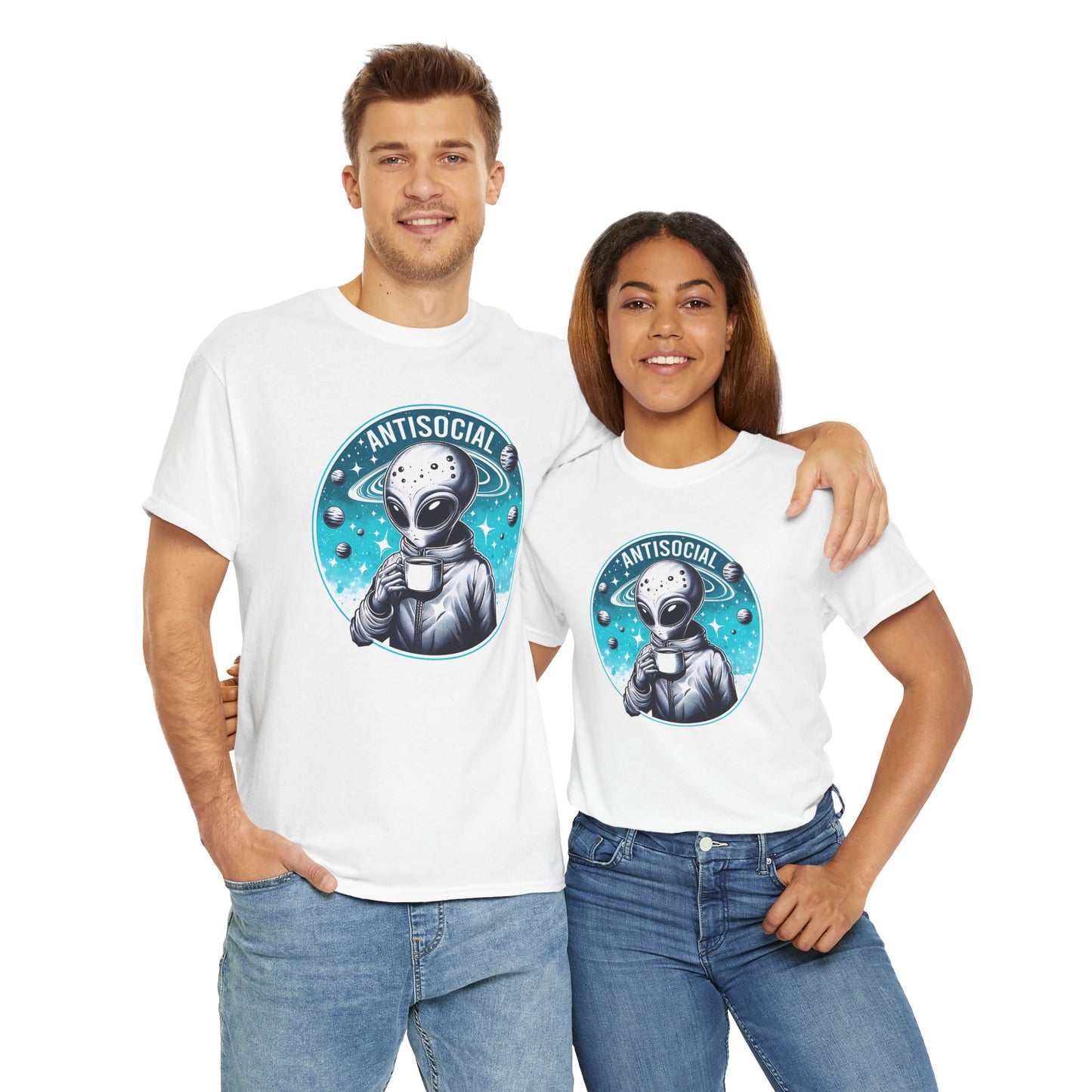 Antisocial Alien T-Shirt - Coffee Drinker Graphic