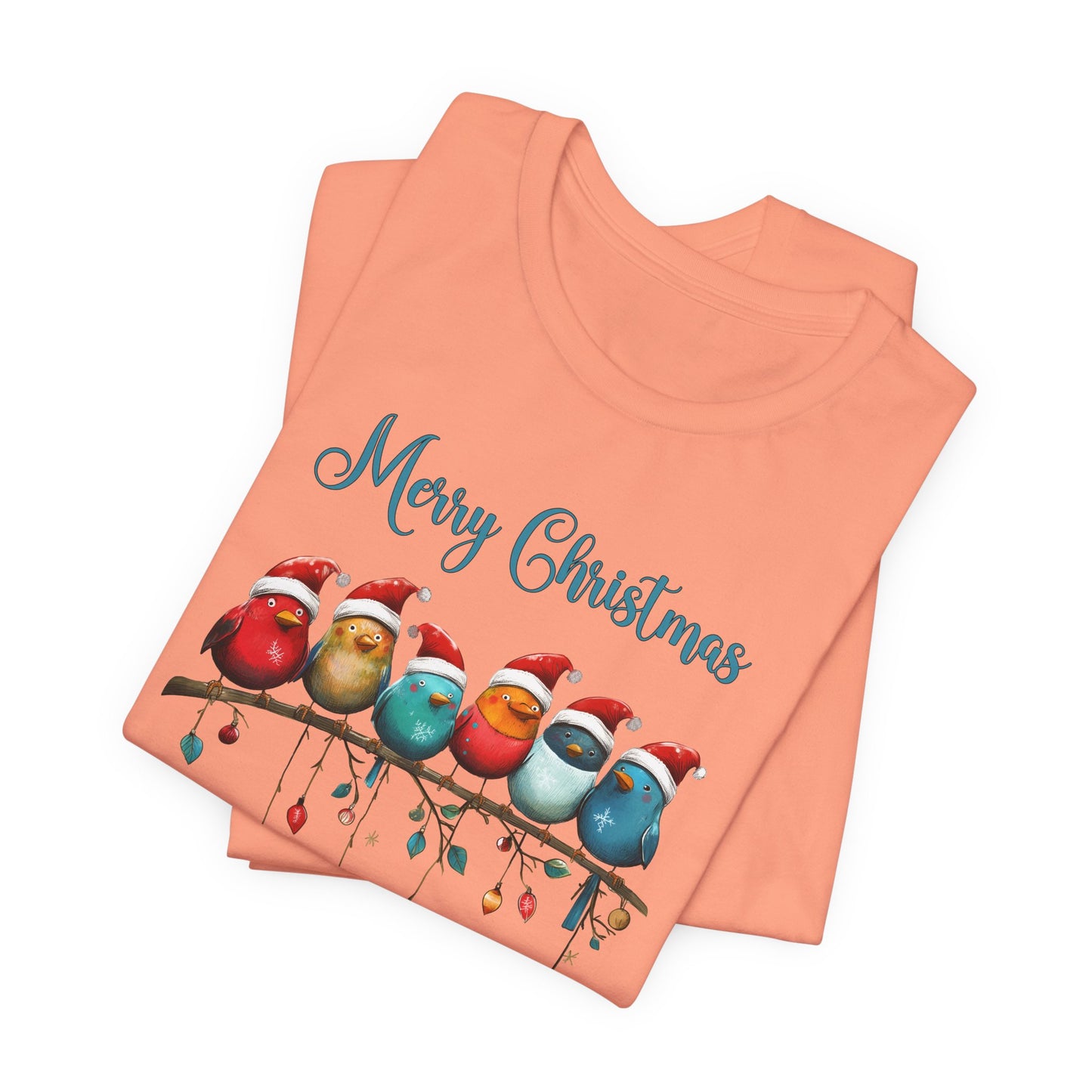 Merry Christmas Birds T-Shirt - Festive Holiday Tee