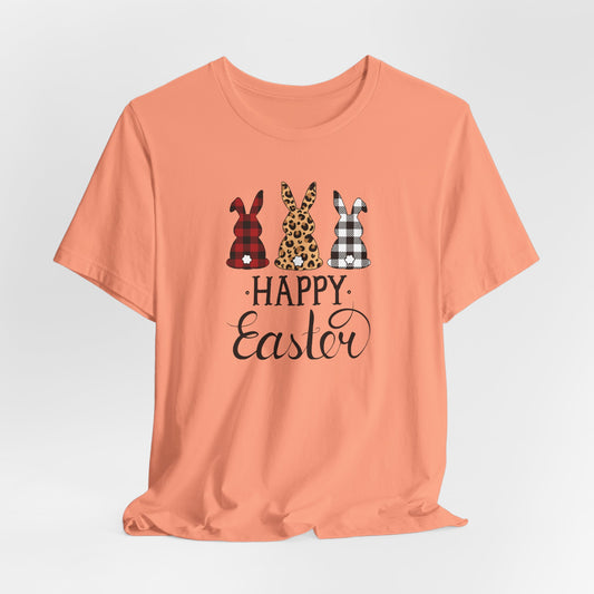 Happy Easter Textile Bunnies T-Shirt - Spring Graphic Tee