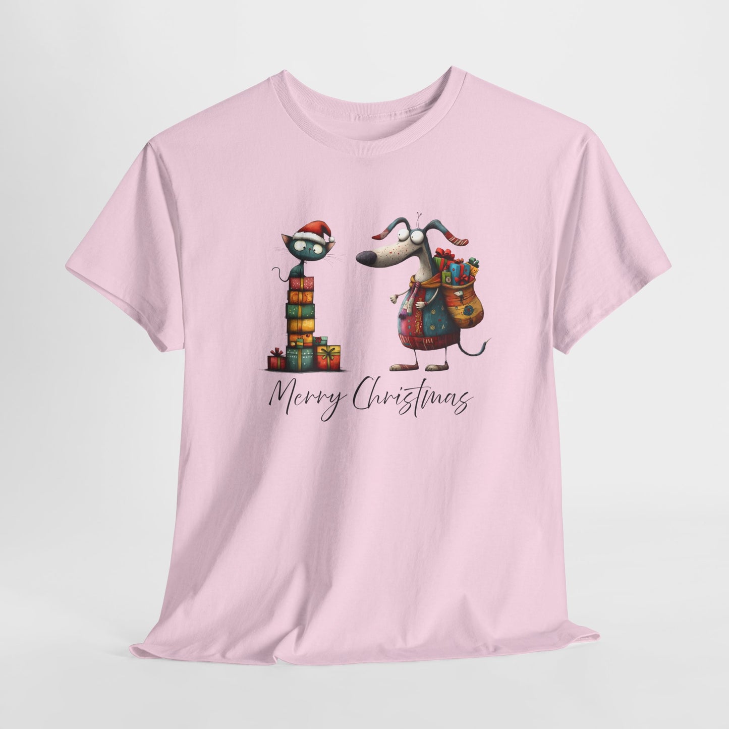 Merry Christmas Cat Dog T-Shirt - Festive Tee