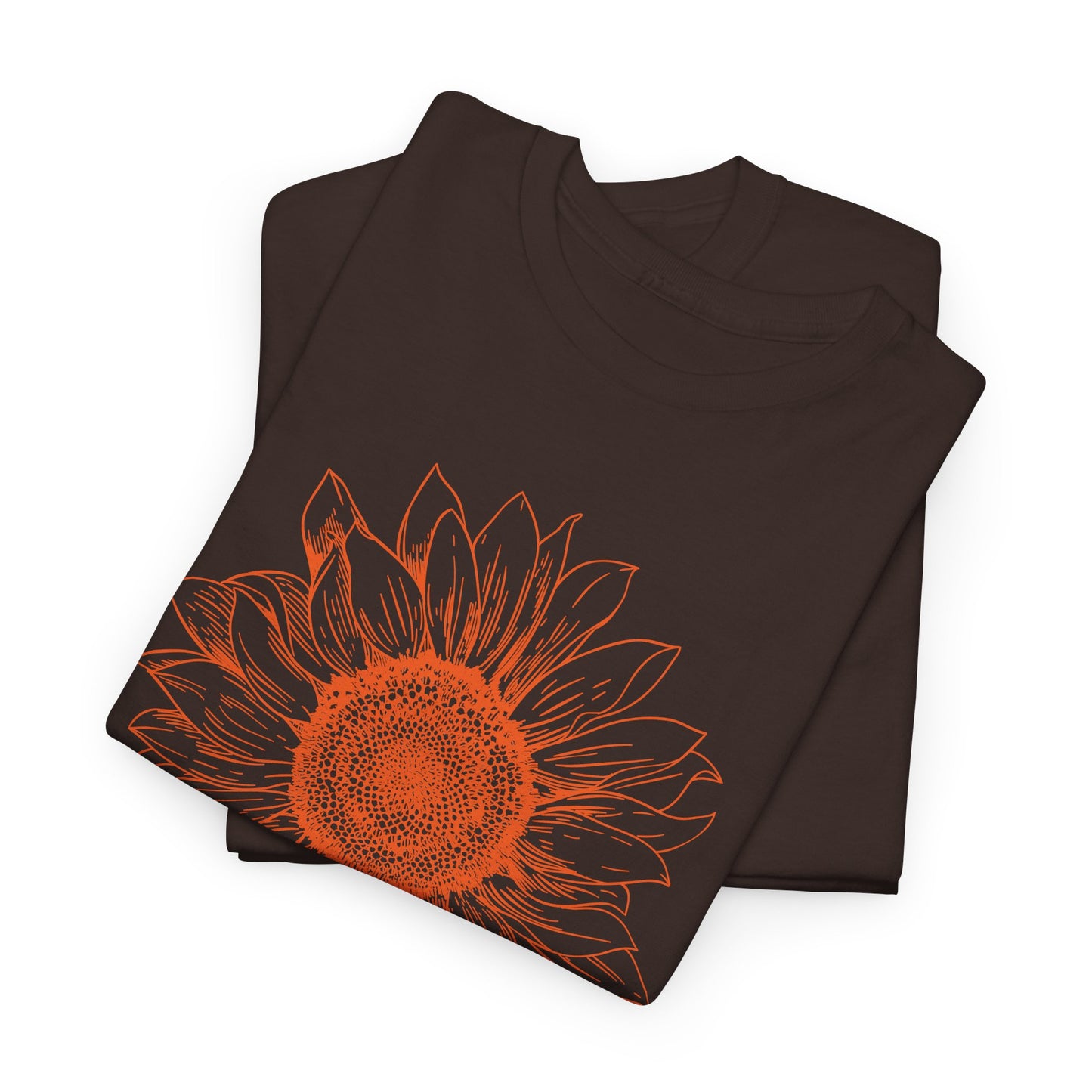 Sunflower Line Art T-Shirt - Minimal Design