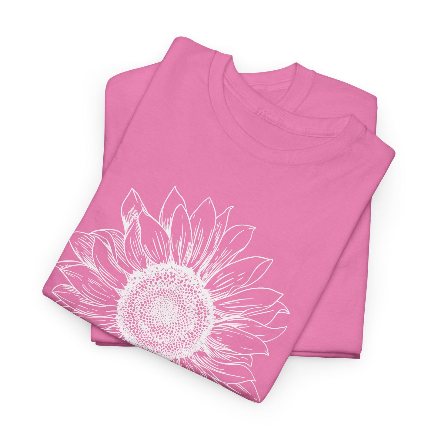 Sunflower Line Art T-Shirt - Minimal Design