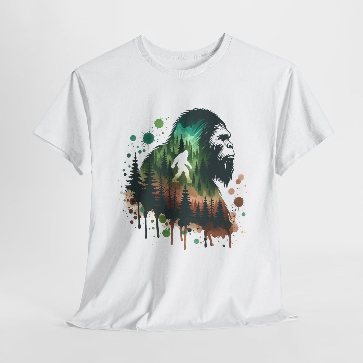 Sasquatch Forest T-Shirt - Bigfoot Silhouette Design