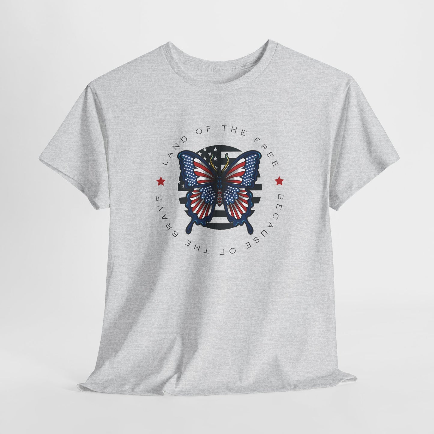 Land Of The Free Patriotic Butterfly T-Shirt