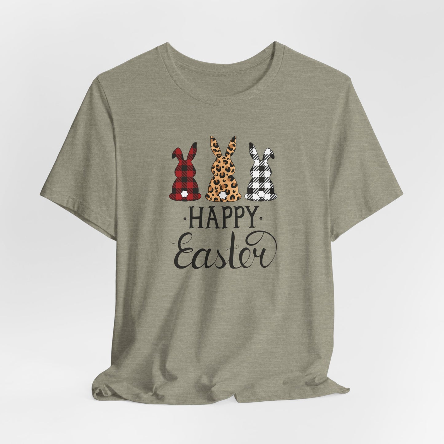 Happy Easter Textile Bunnies T-Shirt - Spring Graphic Tee