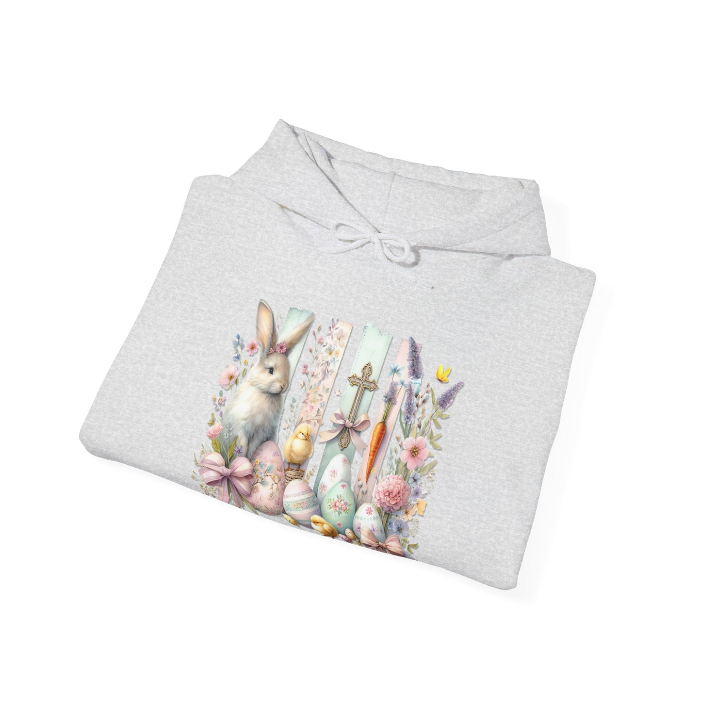 Easter Bunny Floral Collage Hoodie - Festive Spring Graphic Sweatshirt