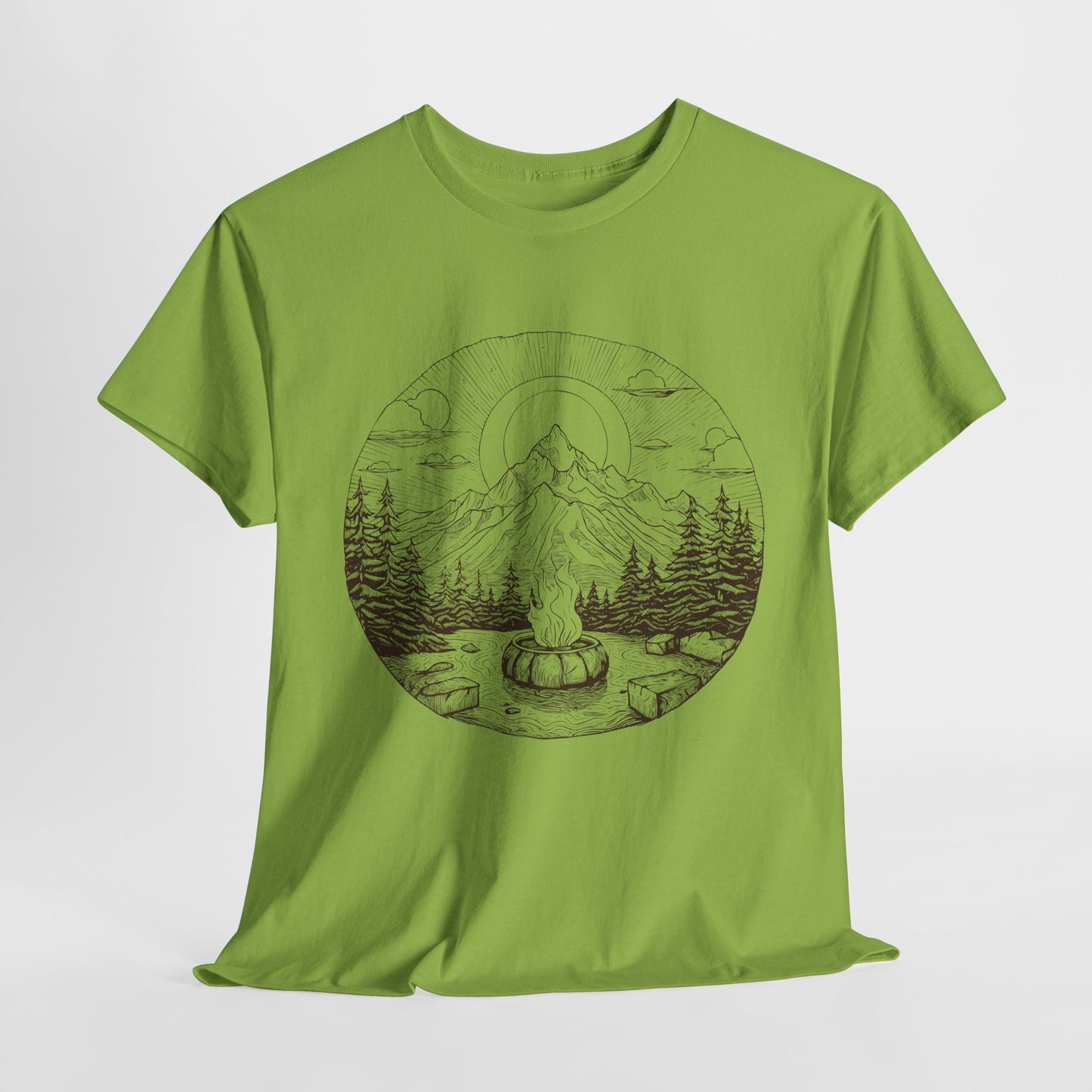 Campfire Mountain Scene T-Shirt