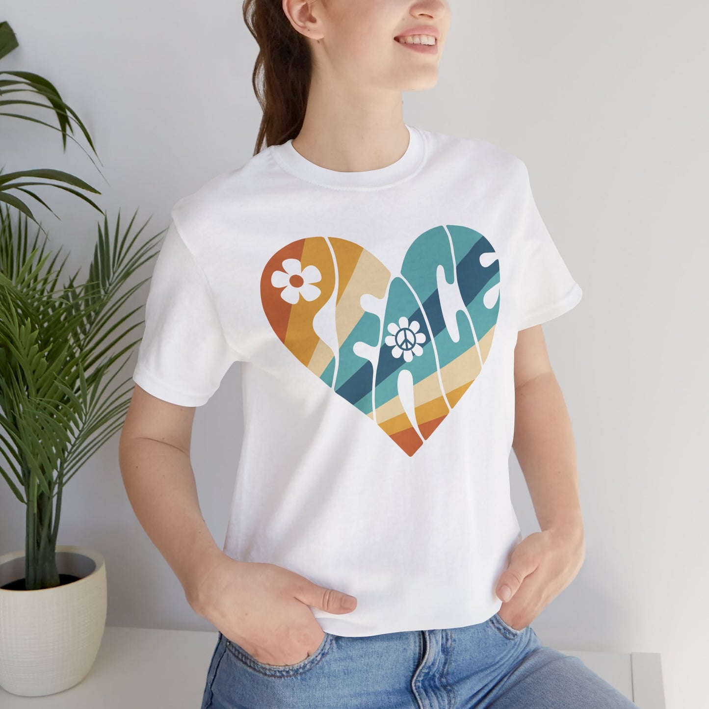Colorful Peace Heart Hippie Tee