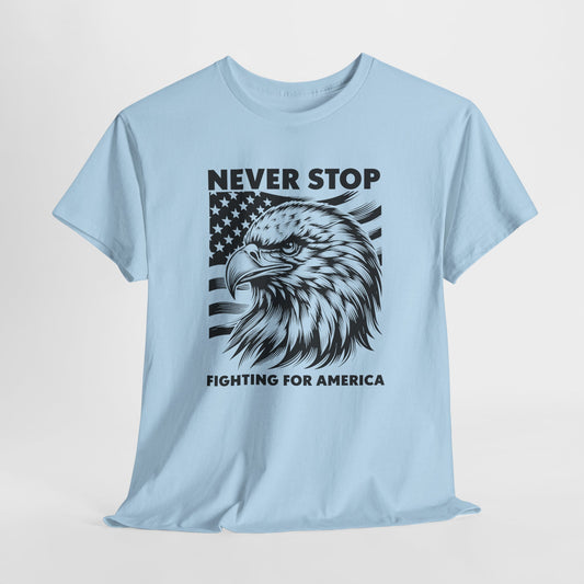 Never Stop Fighting Eagle T-Shirt - Flag Design