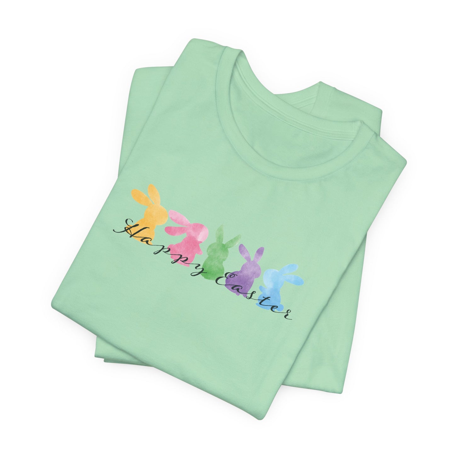 Happy Easter Pastel Bunnies T-Shirt - Cute Spring Graphic Tee