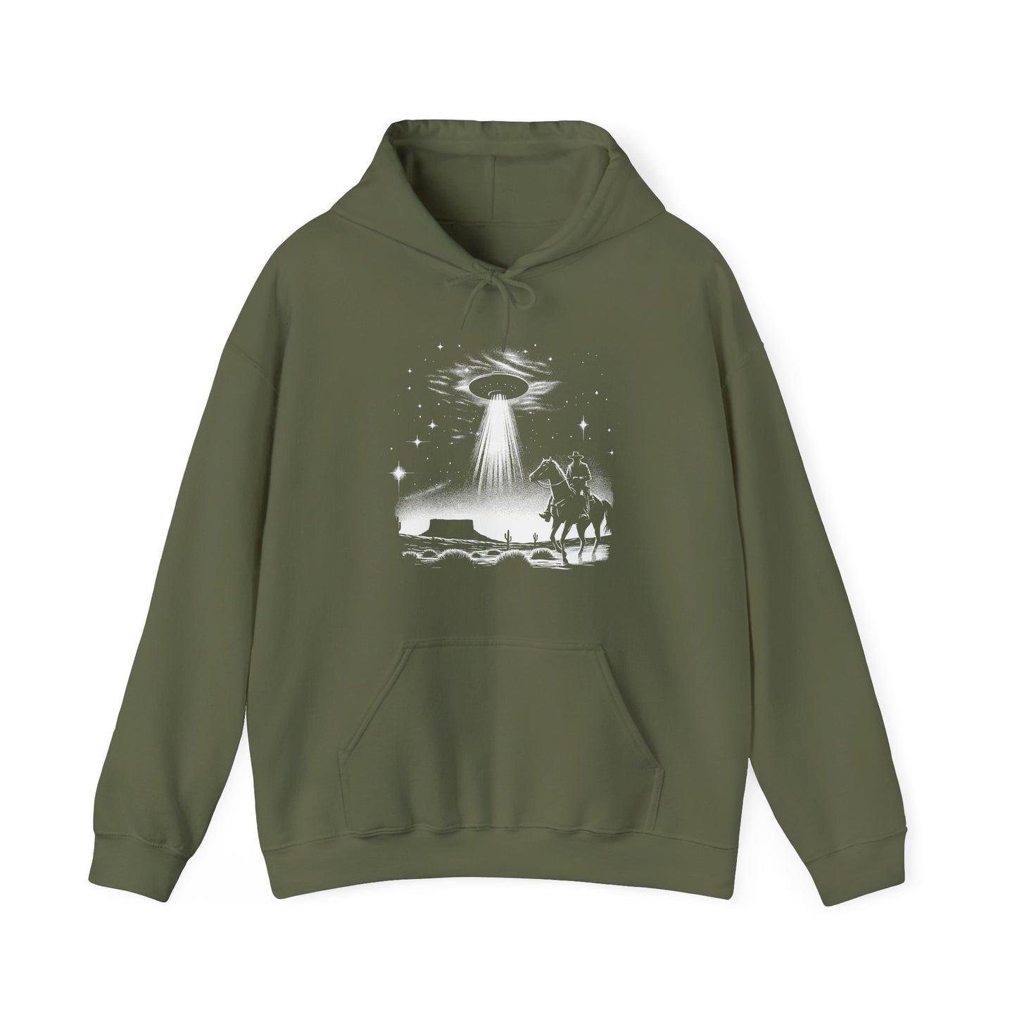 Cowboys And Aliens Hoodie - Desert UFO Glow Design